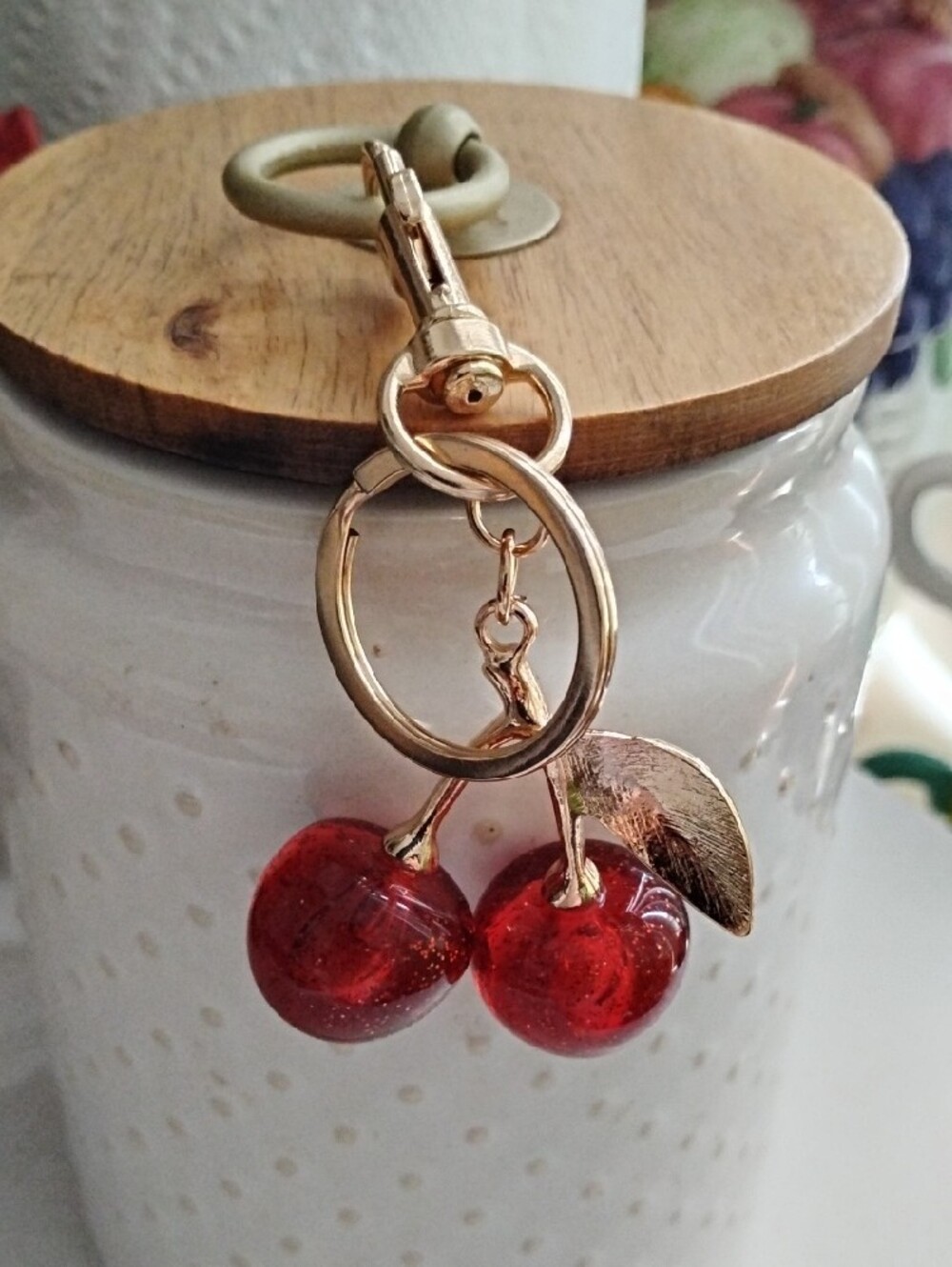 Gold Cherry Keychain And Bag Charm. - Picture 5 of 5